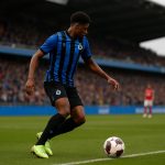 Hugo Siquet in actie voor Club Brugge op de rechterflank