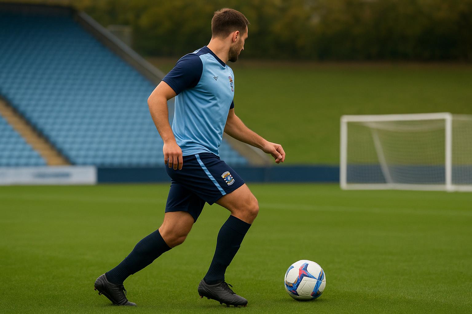 Milan van Ewijk in Coventry City-trainingscontext, gefotografeerd zonder herkenbare gezichten