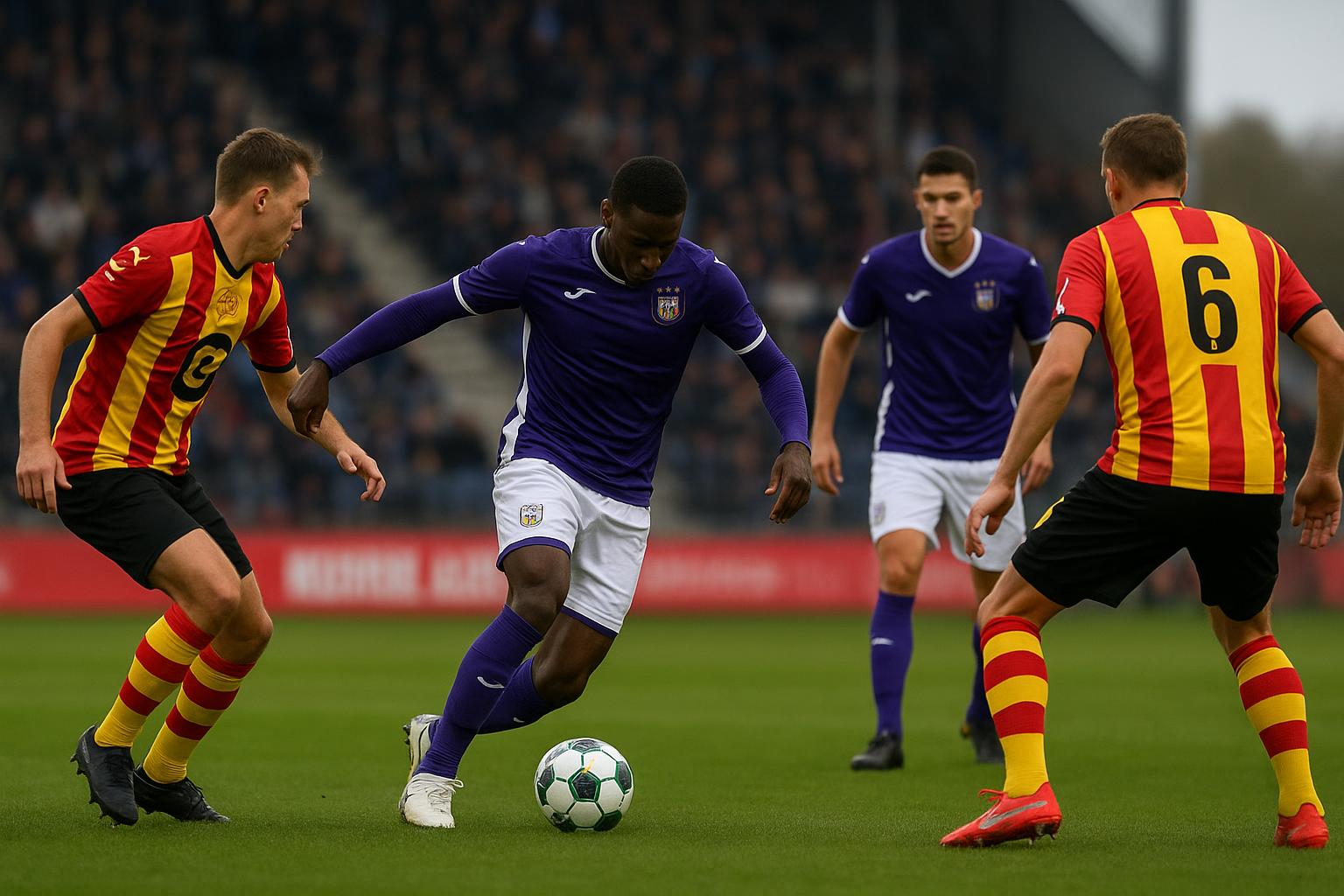 Spelers van RSC Anderlecht op het veld na de wedstrijd tegen KV Mechelen