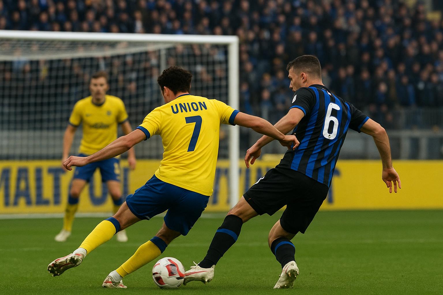 Spelmoment tijdens Union tegen Club Brugge in het Joseph Mariënstadion