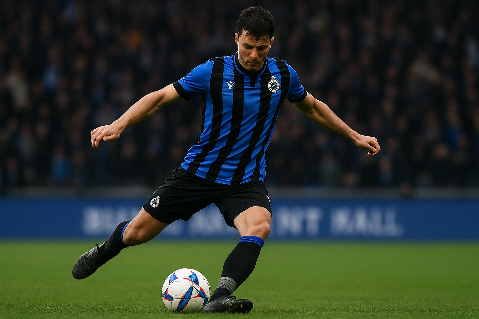 Hans Vanaken van Club Brugge tijdens een wedstrijdmoment, in de nasleep van zorgen over een enkelblessure.