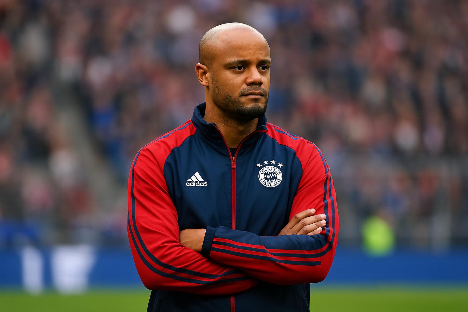 Vincent Kompany langs de zijlijn als coach van Bayern München
