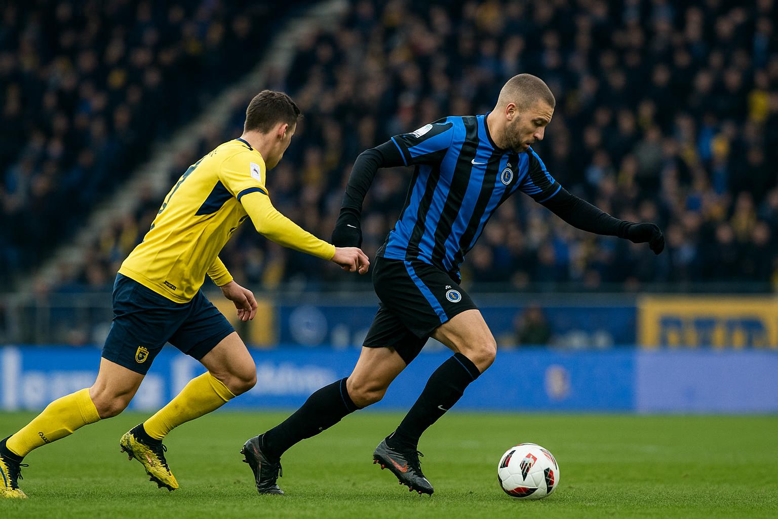 Sfeerbeeld van een duel tussen Union en Club Brugge in een titelwedstrijd
