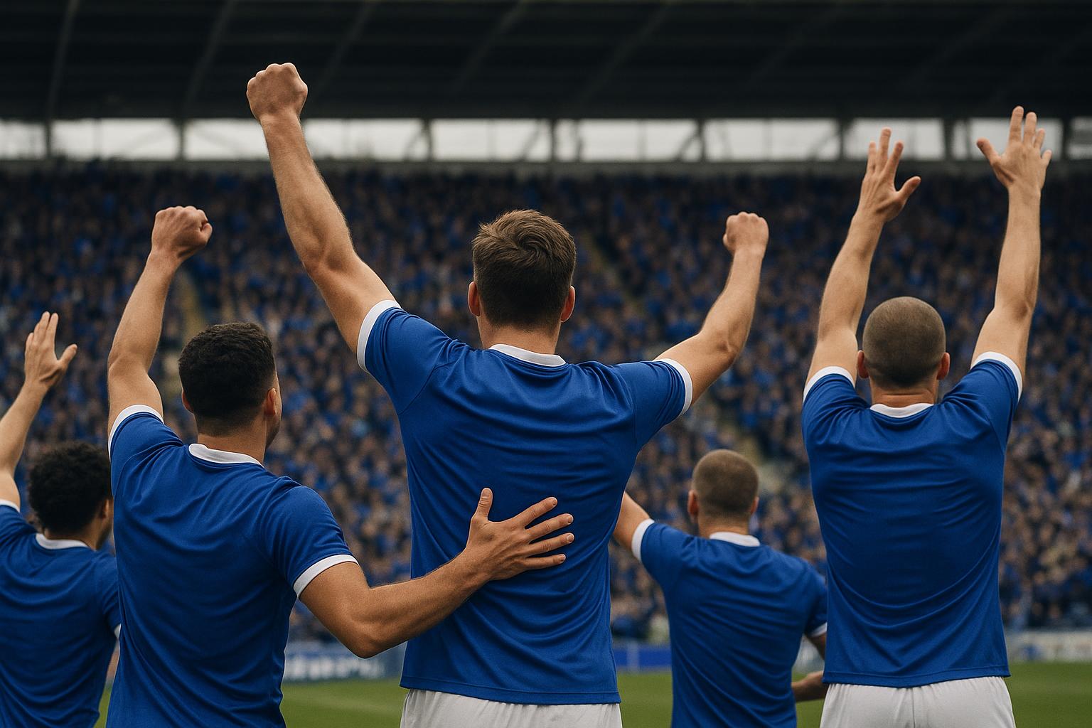 Spelers van Cardiff City vieren promotie op het veld zonder herkenbare gezichten
