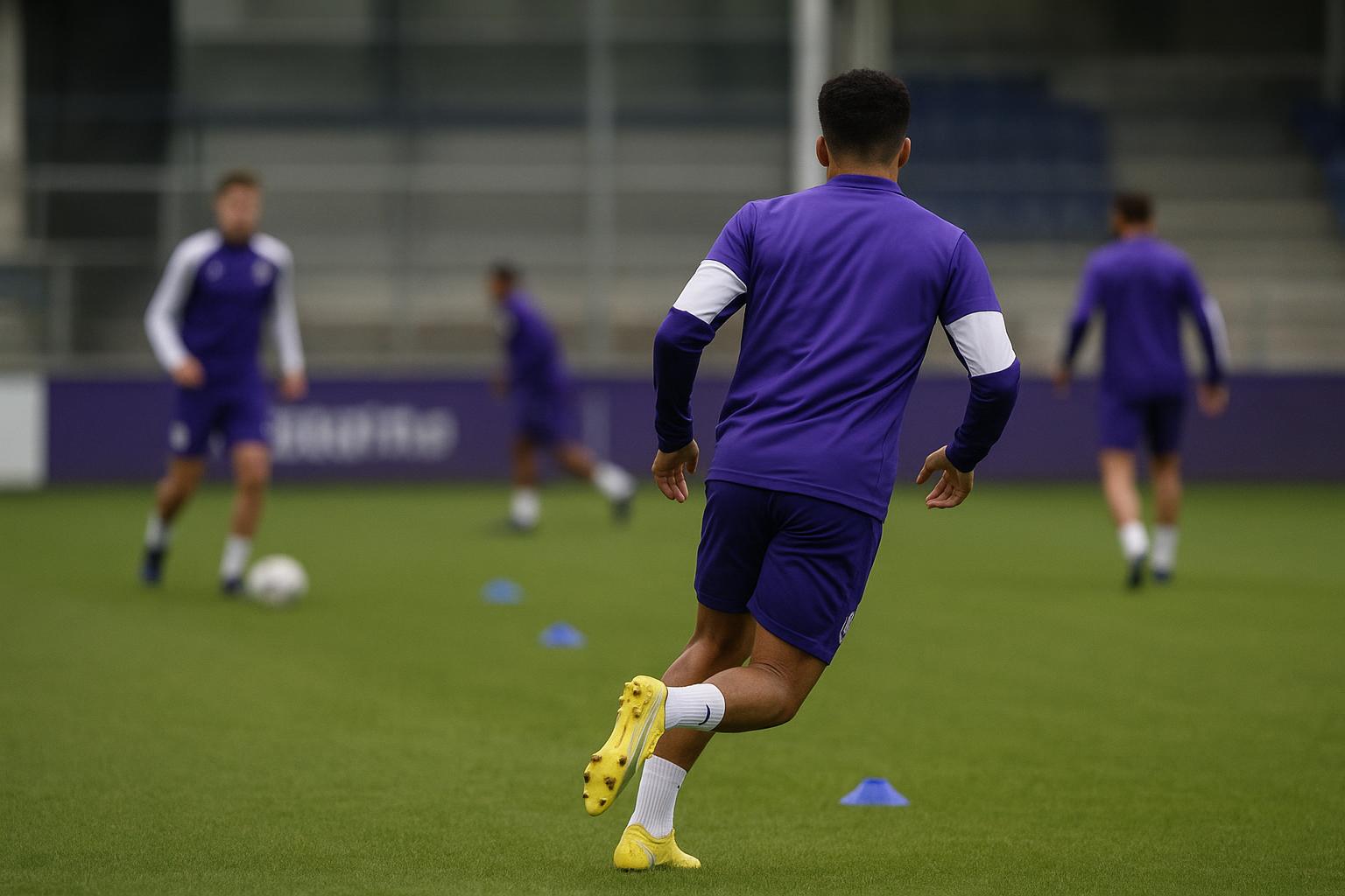 Cรฉsar Huerta van RSC Anderlecht op training, in aanloop naar zijn terugkeer in de selectie.