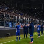 KAA Gent-supporters in een gespannen uitvak na een moeilijke wedstrijd