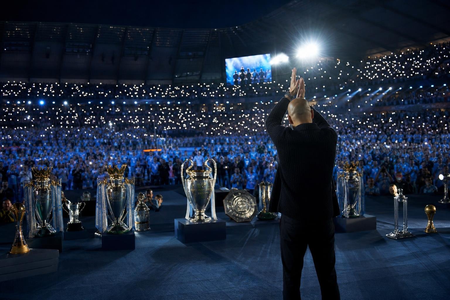 De afscheidssfeer rond Pep Guardiola bij Manchester City, met Vincent Kompany als opvallende aanwezige