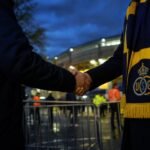 Transferachtige stadionomgeving rond Union Saint-Gilloise zonder herkenbare gezichten.