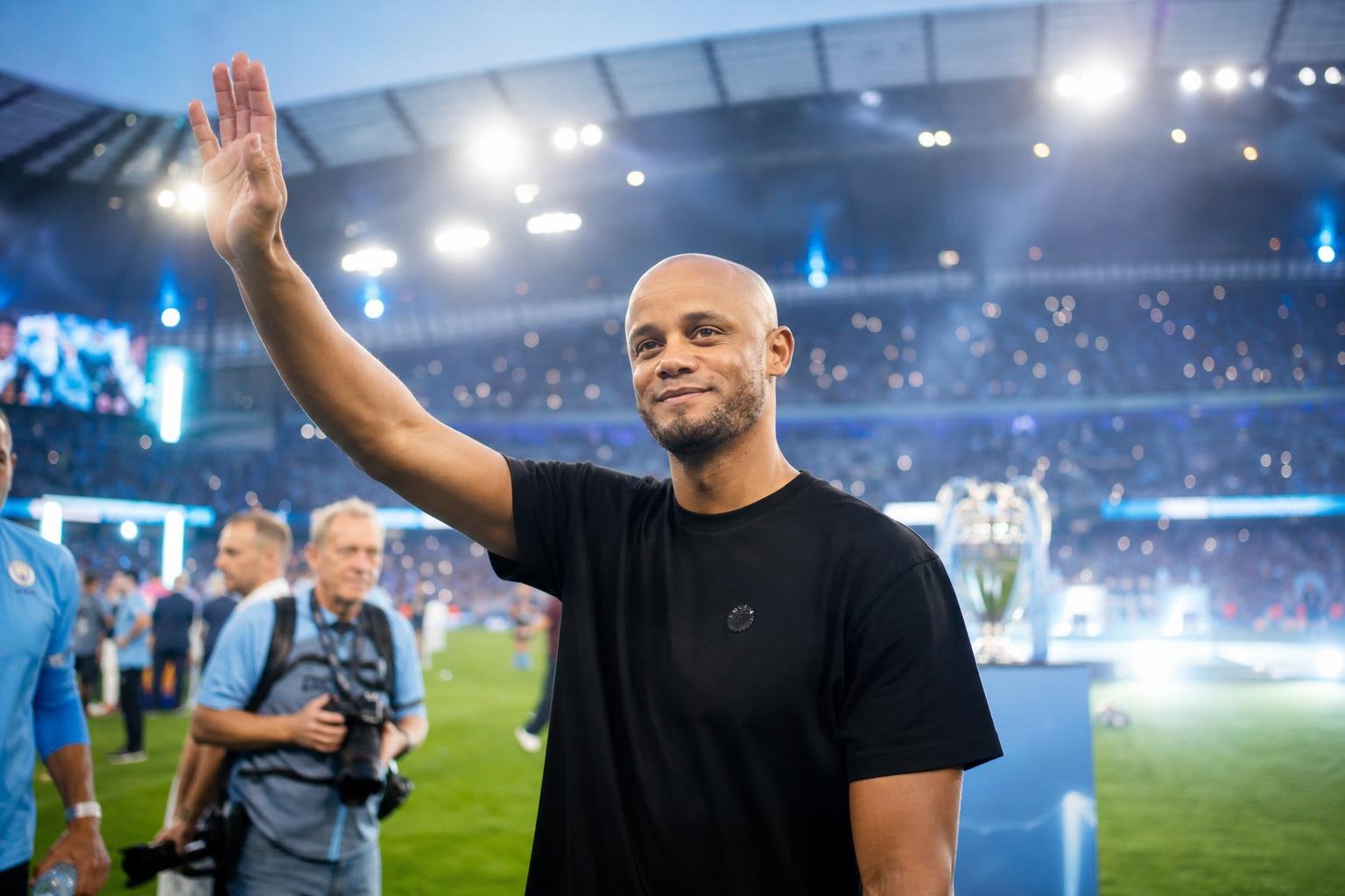Vincent Kompany bij een Manchester City-moment rond het afscheid van Pep Guardiola