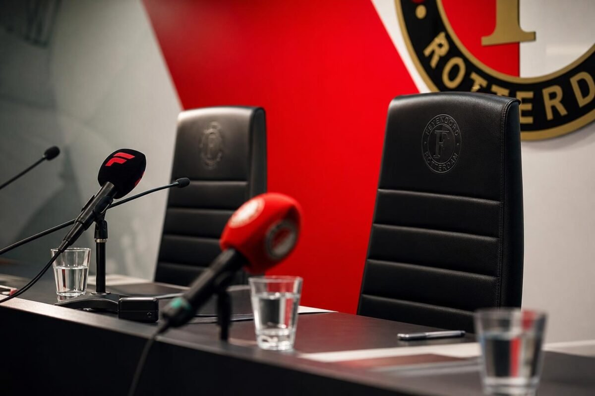 Perssetting in een voetbalstadion rond de overstap naar Feyenoord.