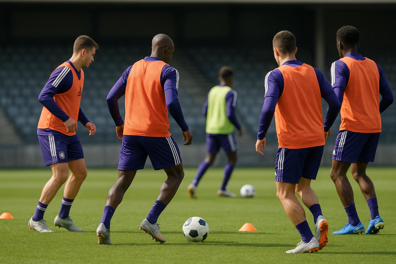 Jérémy Taravel van Anderlecht tijdens een trainingsmoment in aanloop naar de wedstrijd tegen Club Brugge