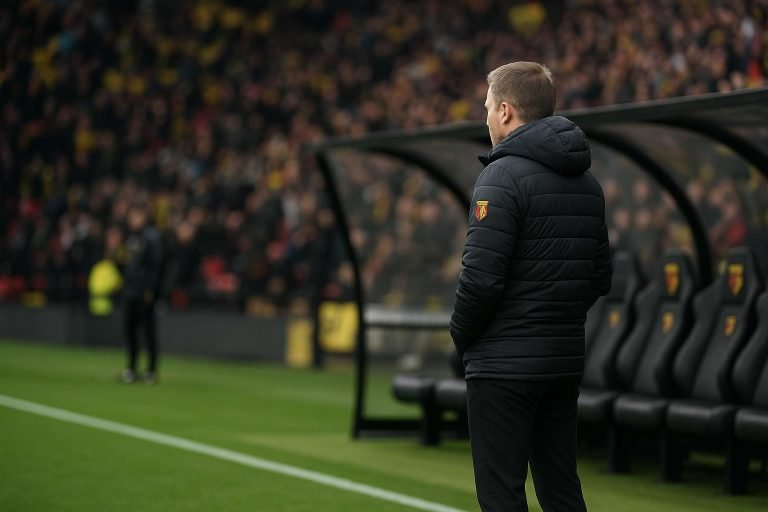 Edward Still langs de zijlijn bij Watford tijdens een wedstrijd