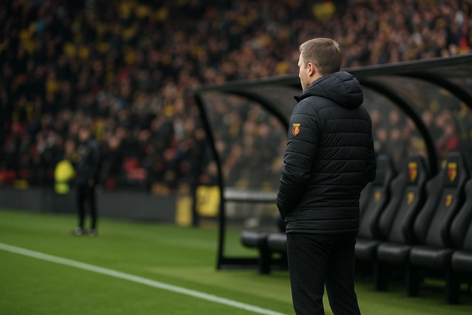 Edward Still langs de zijlijn bij Watford tijdens een wedstrijd
