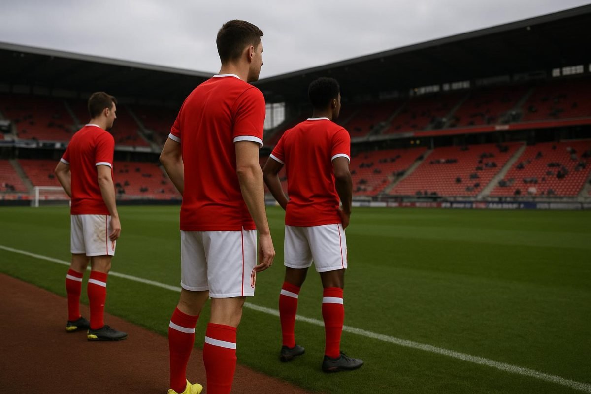 Spelers van Standard Luik vieren samen in het stadion