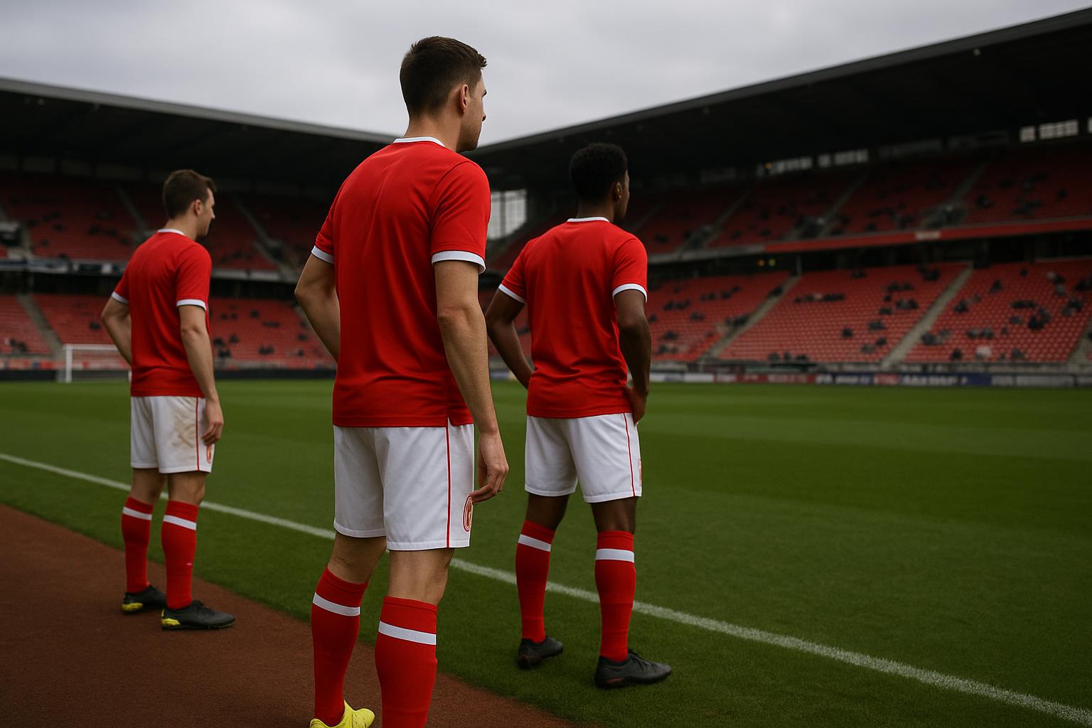 Spelers van Standard Luik vieren samen in het stadion