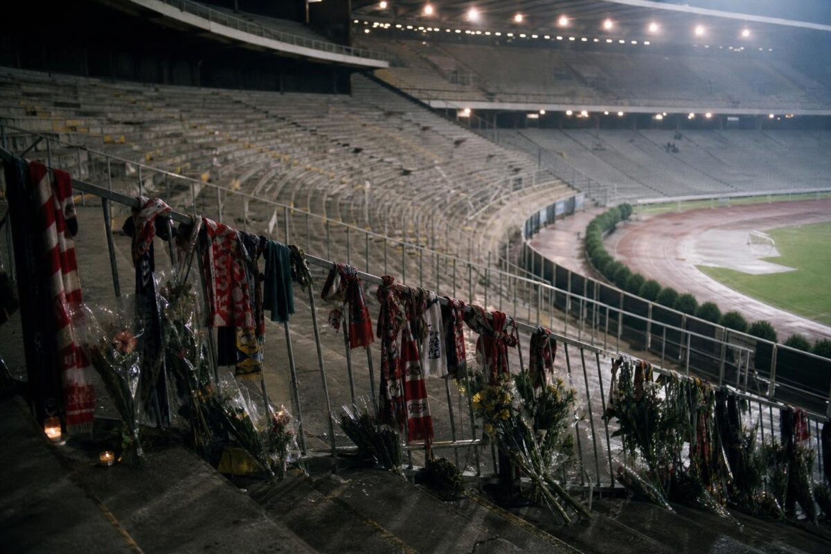Stille Heizeltribune als herinnering aan 29 mei 1985
