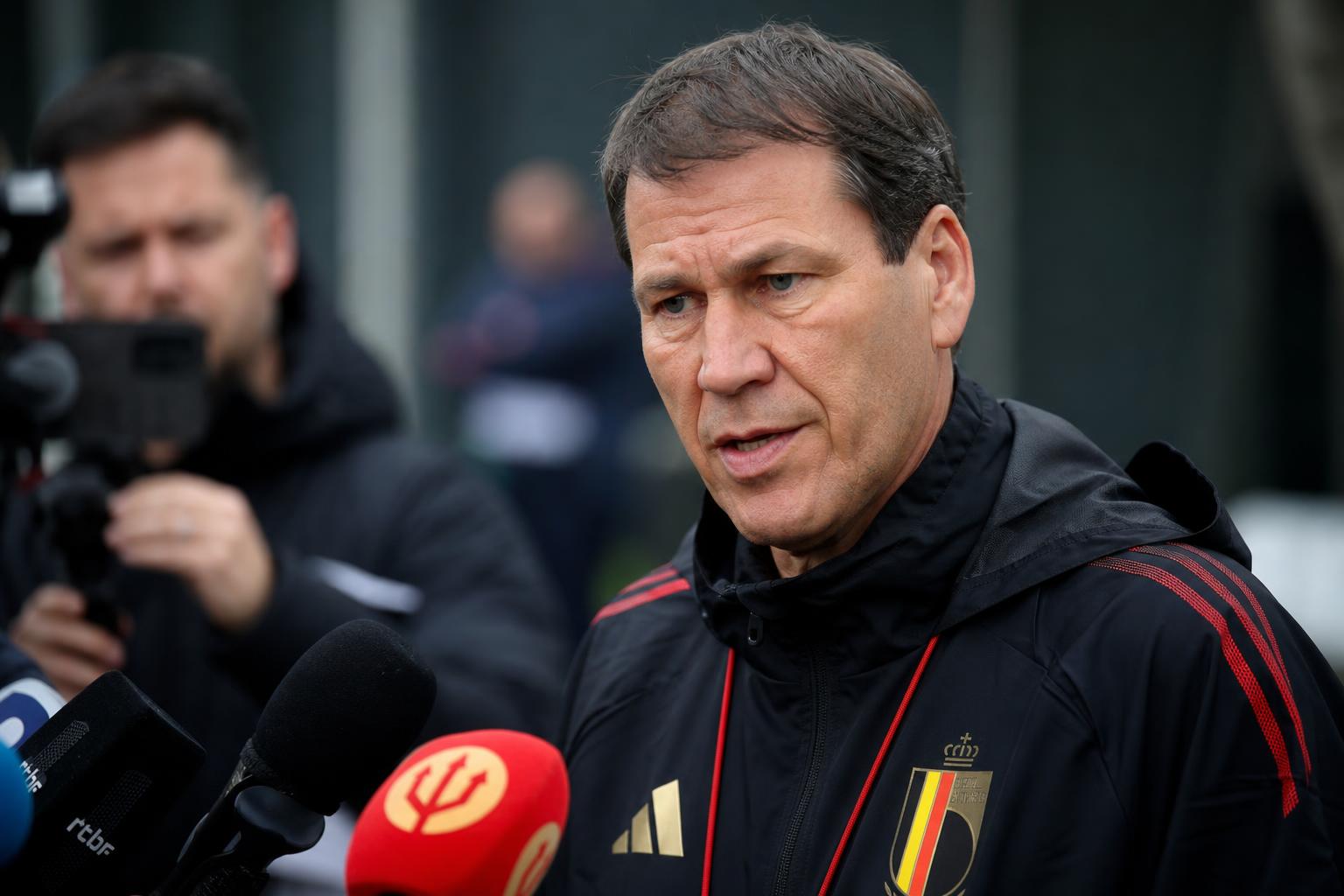 Rudi Garcia tijdens een persmoment van de Rode Duivels