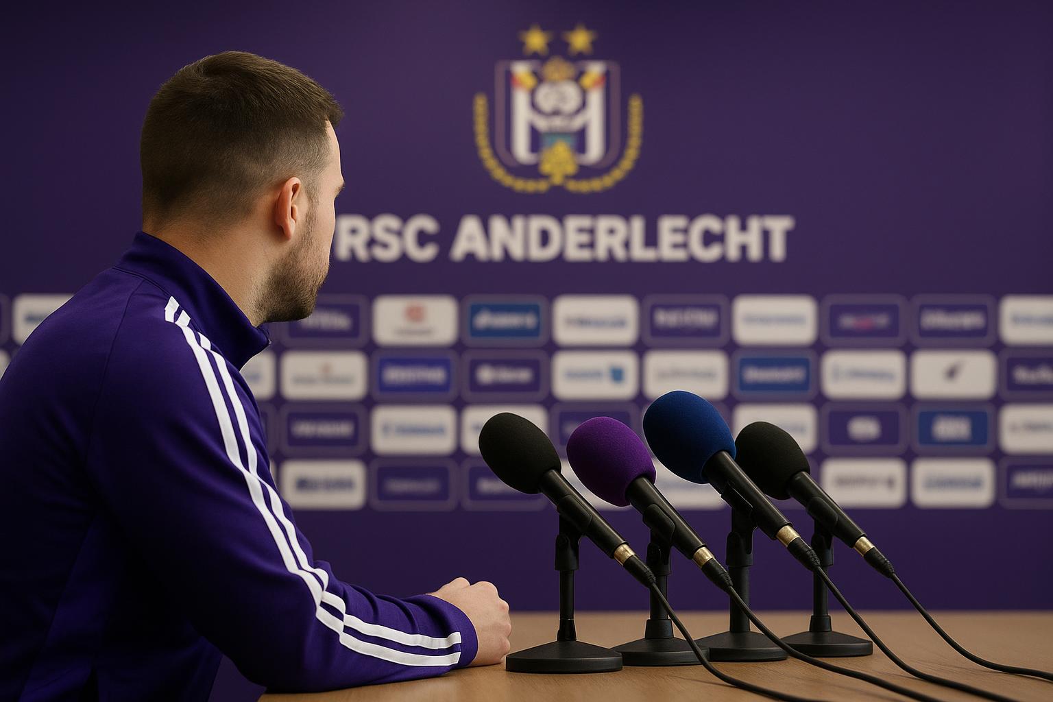 Jeremy Taravel tijdens een persmoment bij RSC Anderlecht in het Lotto Park