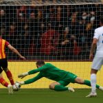 Spelmoment uit KV Mechelen tegen KAA Gent in de Champions' Play-Offs