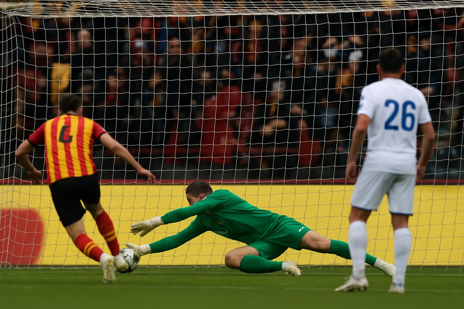 Spelmoment uit KV Mechelen tegen KAA Gent in de Champions' Play-Offs