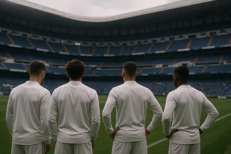 Training van Real Madrid met spelers op het veld, zonder herkenbare gezichten