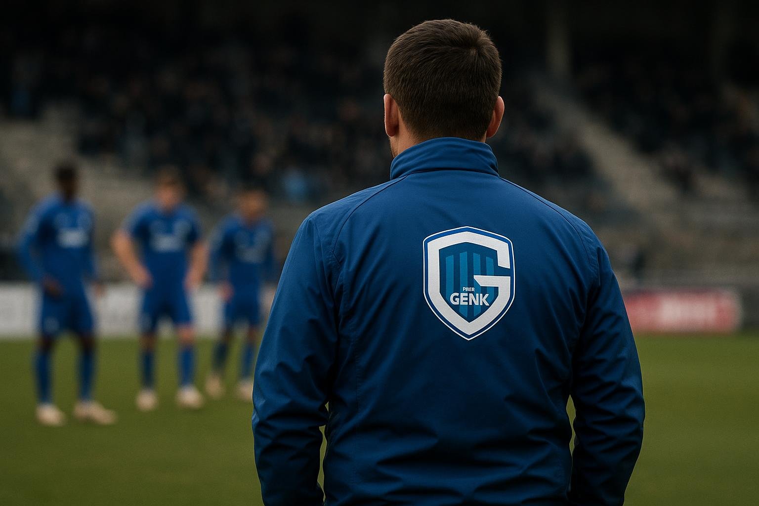 Teleurgestelde coach Nicky Hayen van KRC Genk langs de zijlijn