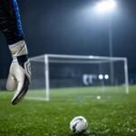 Doelmanshandschoenen bij een leeg doel in een Club Brugge-context