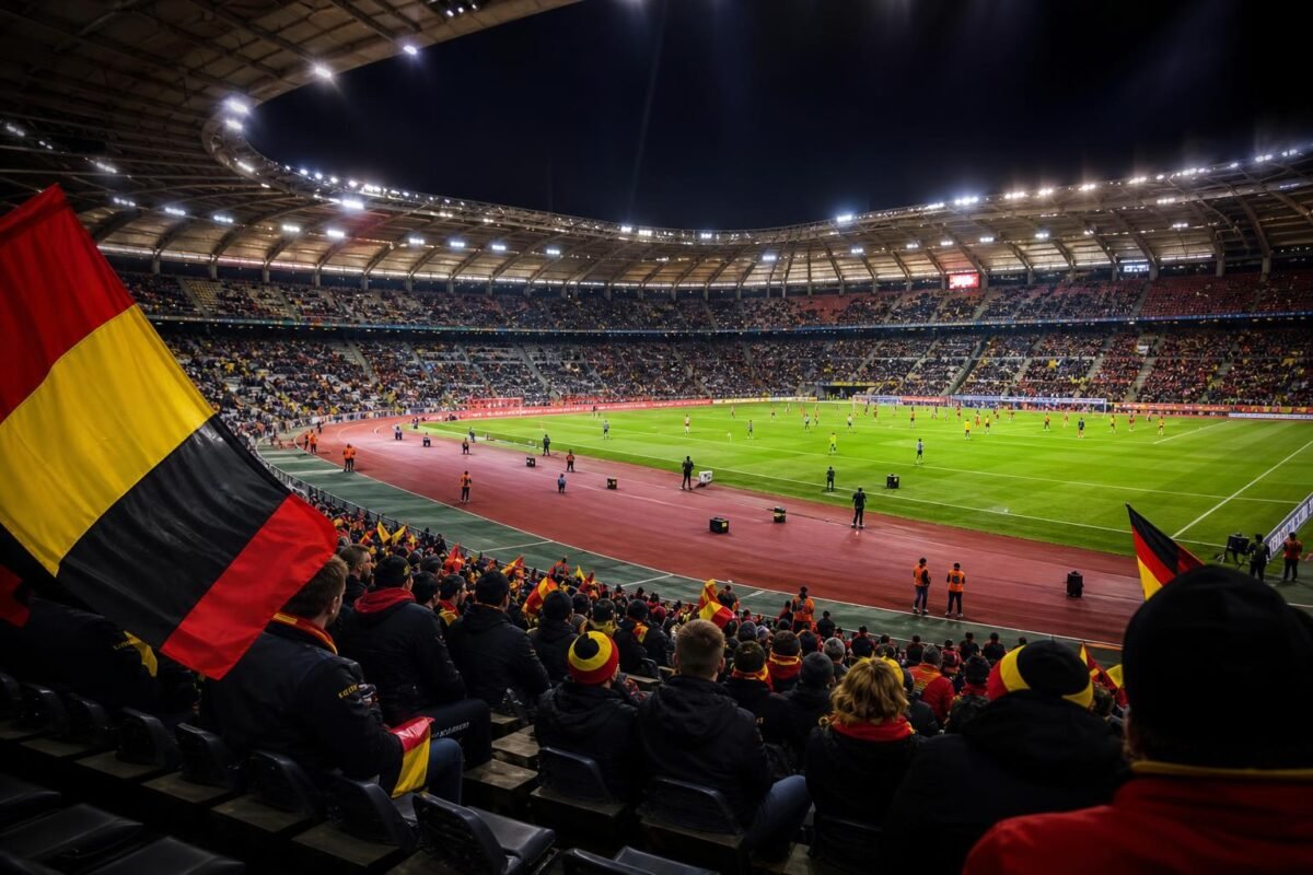 Sfeerbeeld van een voetbalstadion in aanloop naar interlands van de Rode Duivels
