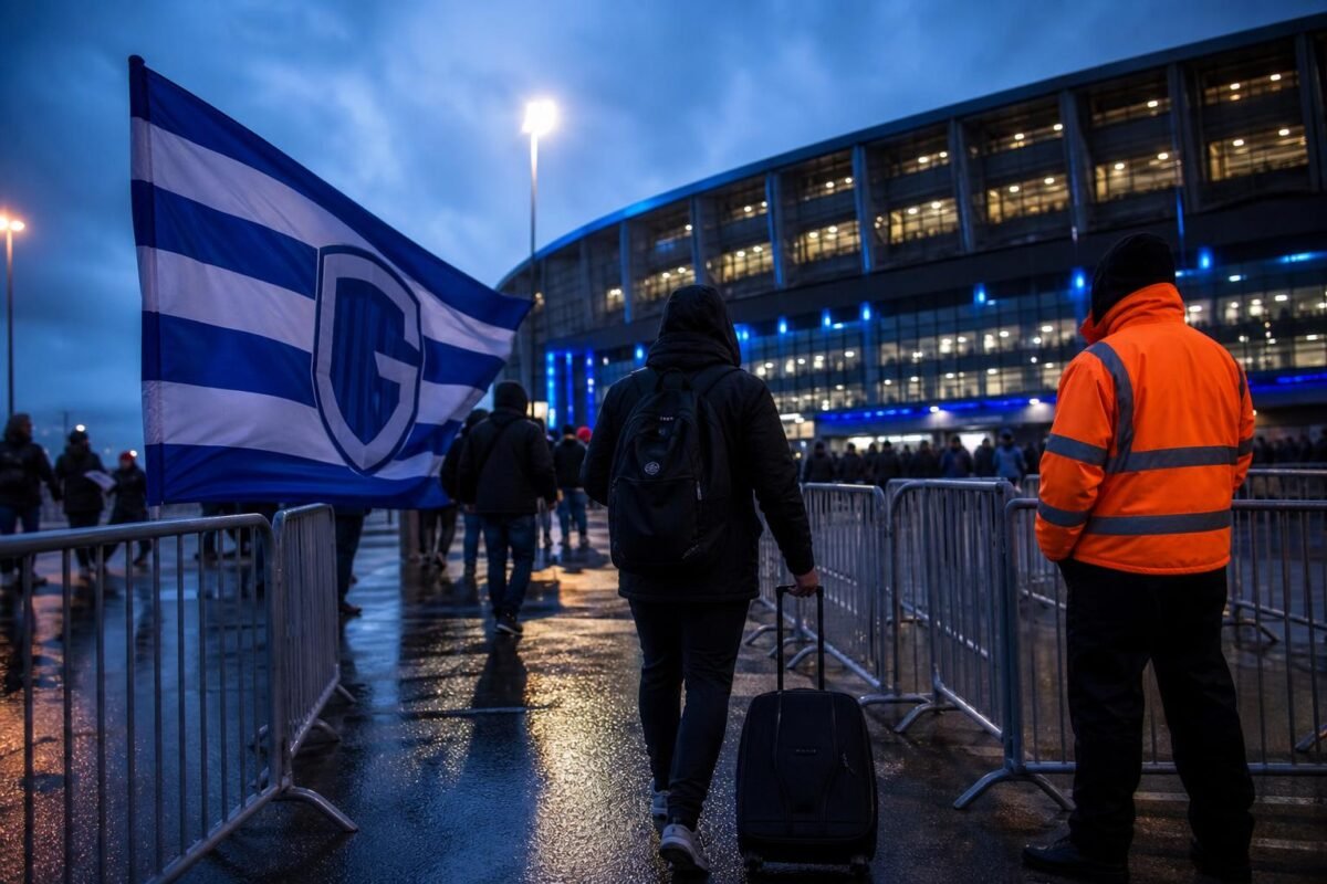 Transfergerichte sfeer rond KRC Genk met stadioncontext en focus op zomerse mercato