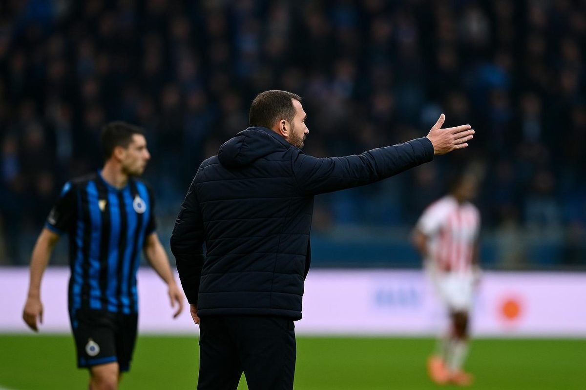 Ivan Leko coacht Club Brugge langs de zijlijn tijdens een competitiewedstrijd