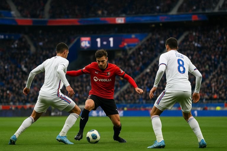 Sfeerbeeld uit het stadion bij Olympique Lyon tegen Stade Rennes
