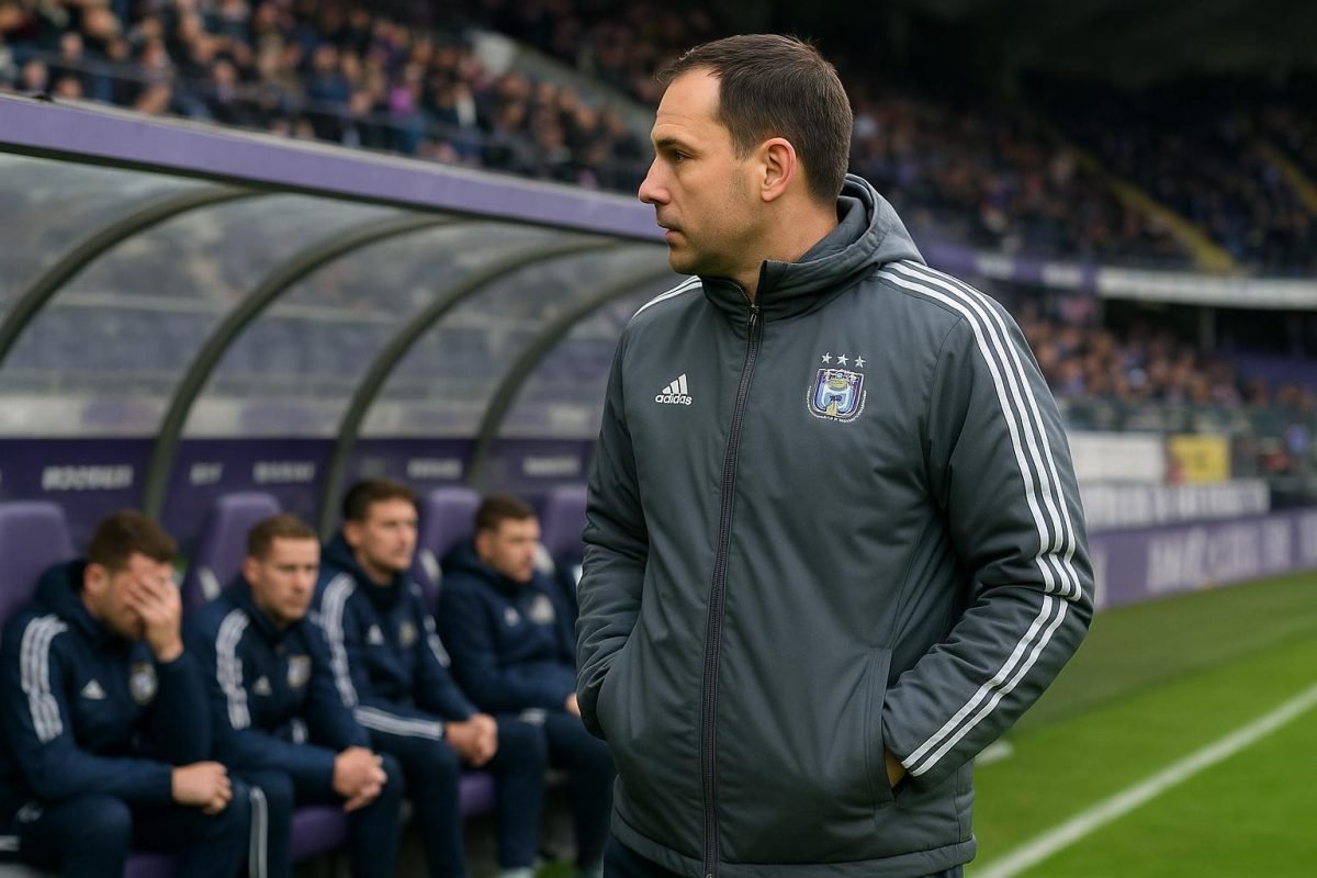 Jérémy Taravel langs de zijlijn bij RSC Anderlecht in Lotto Park