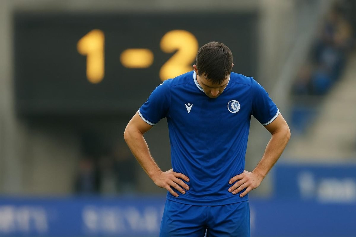 Teleurgestelde spelers van KAA Gent na een wedstrijd
