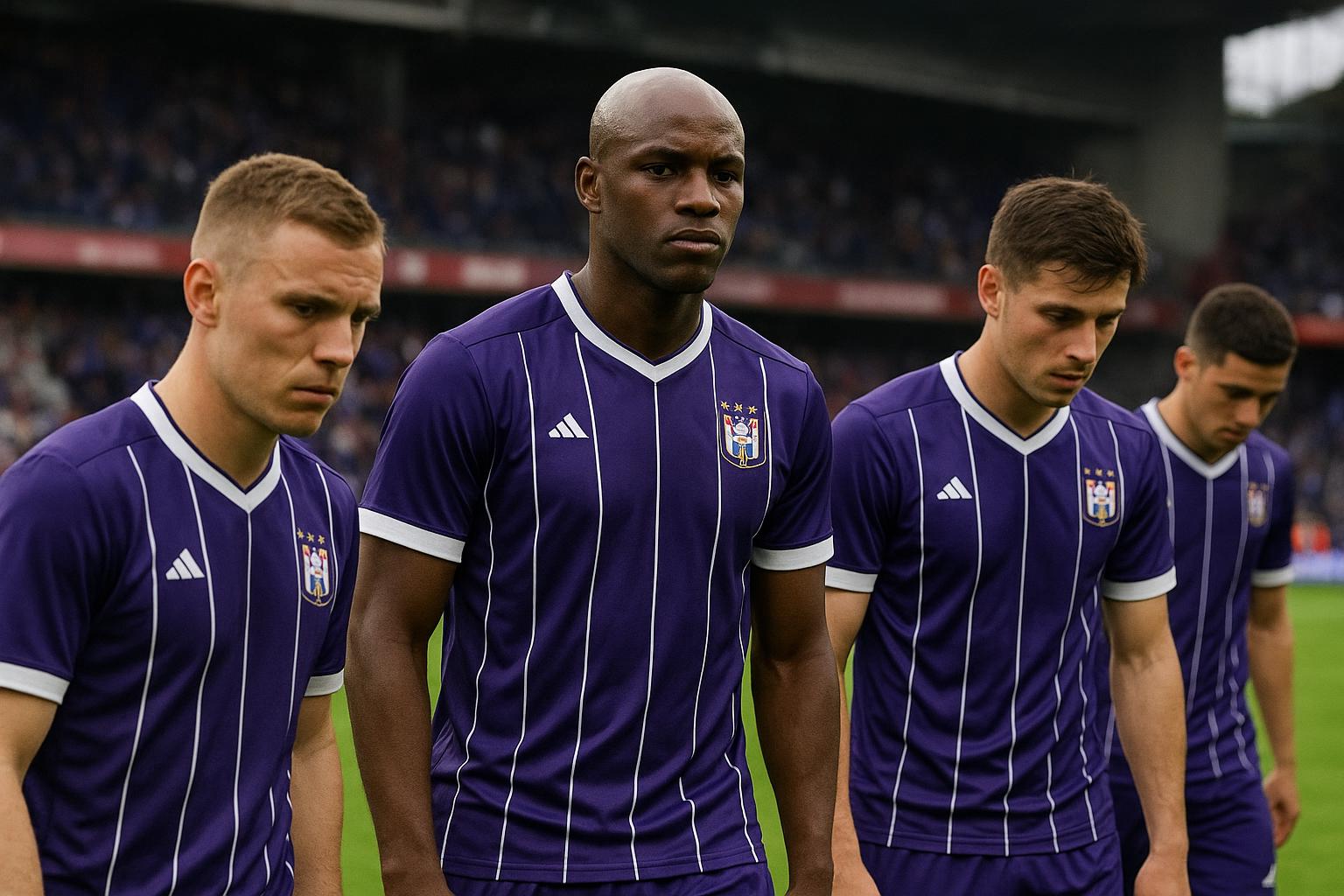 Spelers van RSC Anderlecht reageren teleurgesteld na een wedstrijd