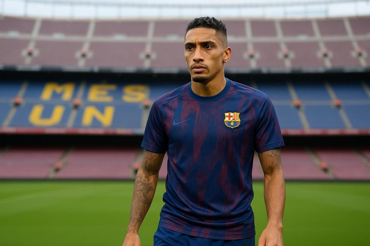 Raphinha van FC Barcelona in trainingscontext, zonder herkenbare gezichten