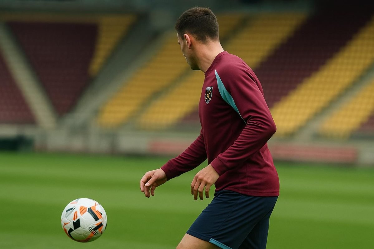 Mateus Fernandes van West Ham United op een trainingsveld, in aanloop naar transfernieuws