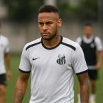 Neymar in Santos-tenue tijdens een trainingsmoment