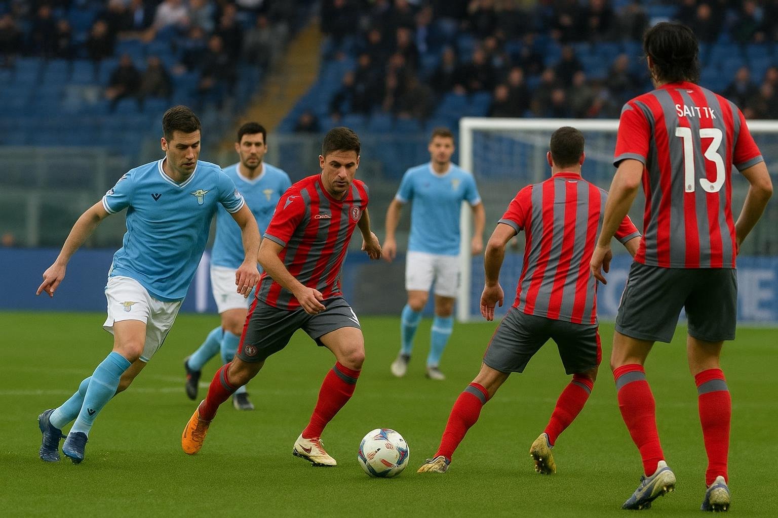 Spelmoment in de extra tijd tijdens Cremonese tegen Lazio in de Serie A