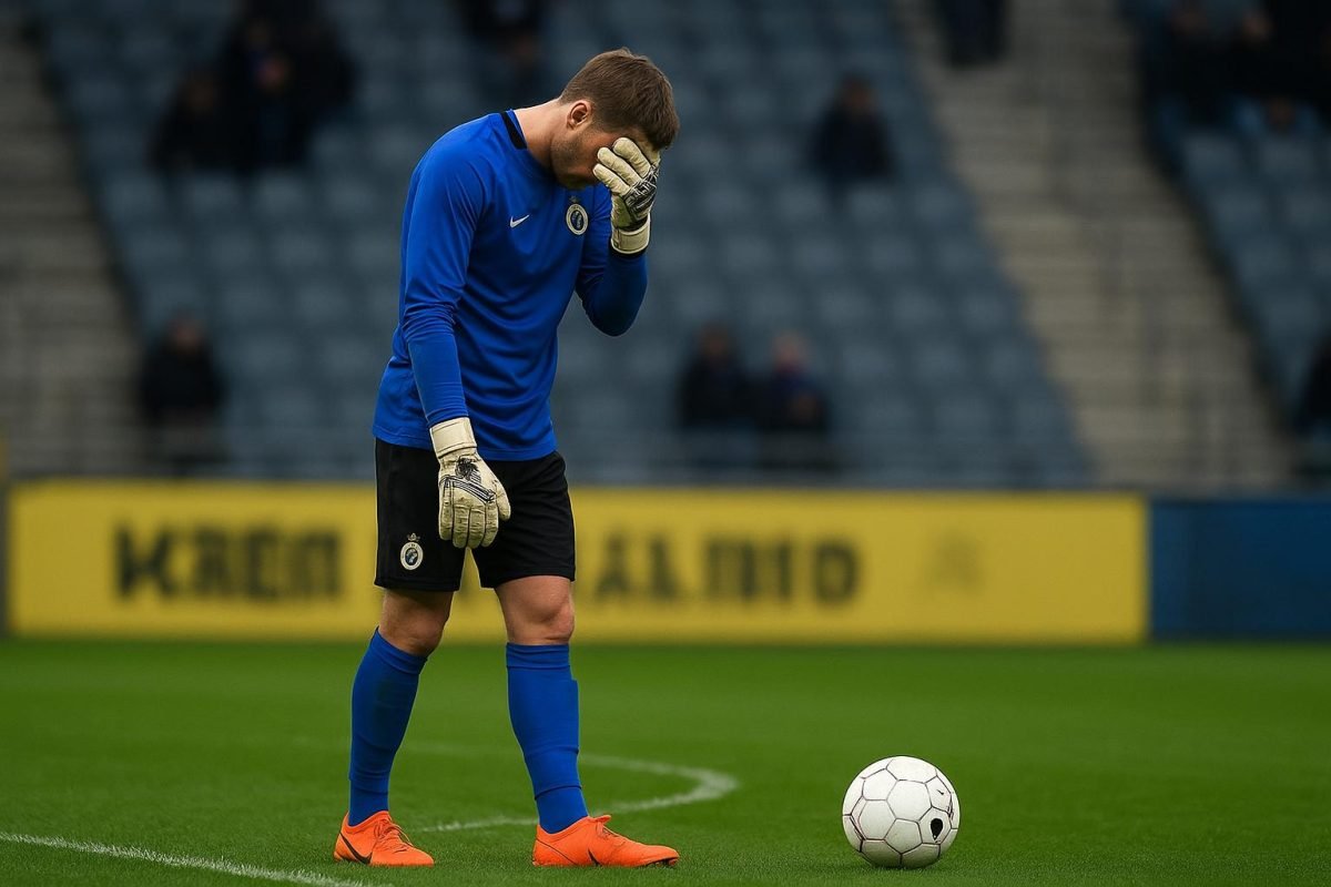 Keepers van Club Brugge warmen op tijdens een wedstrijd in het Jan Breydelstadion