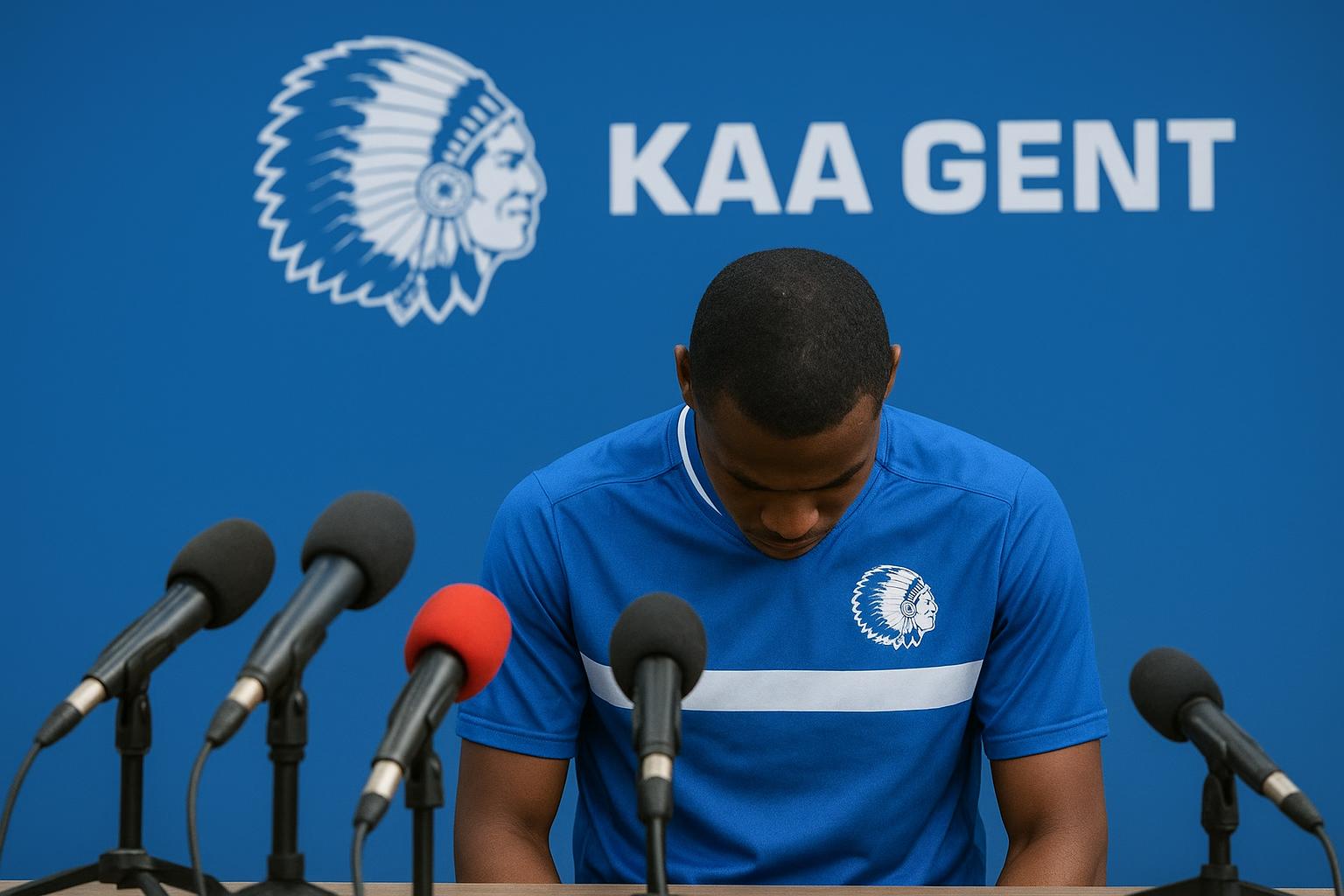 Rik De Mil geeft uitleg tijdens een persmoment bij KAA Gent