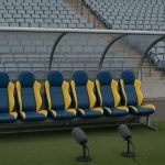 Lege trainerszone in een stadioncontext na het tijdelijk stopzetten van de samenwerking bij Maccabi Tel Aviv