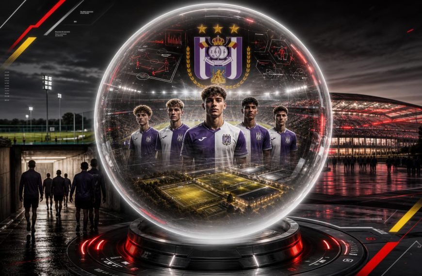 Toekomstbeeld van Anderlecht met jonge spelers uit Neerpede richting stadion