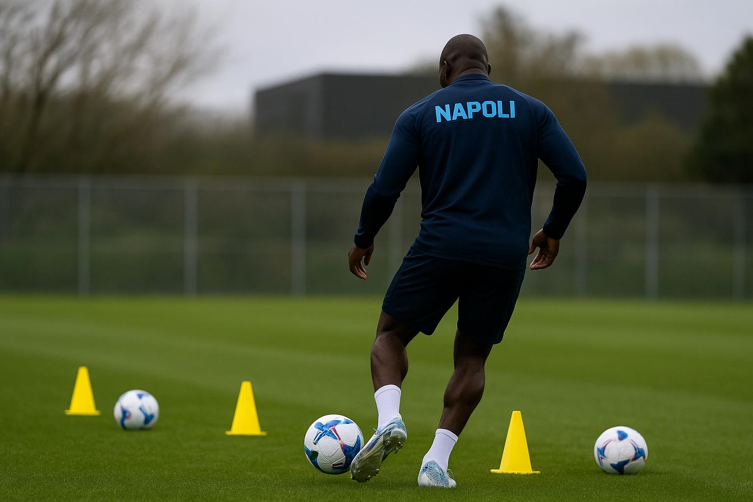 Romelu Lukaku tijdens een training in aanloop naar zijn terugkeer bij Napoli