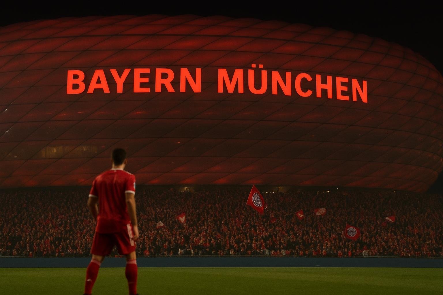 Sfeerbeeld rond een stadion in München in aanloop naar Bayern tegen PSG