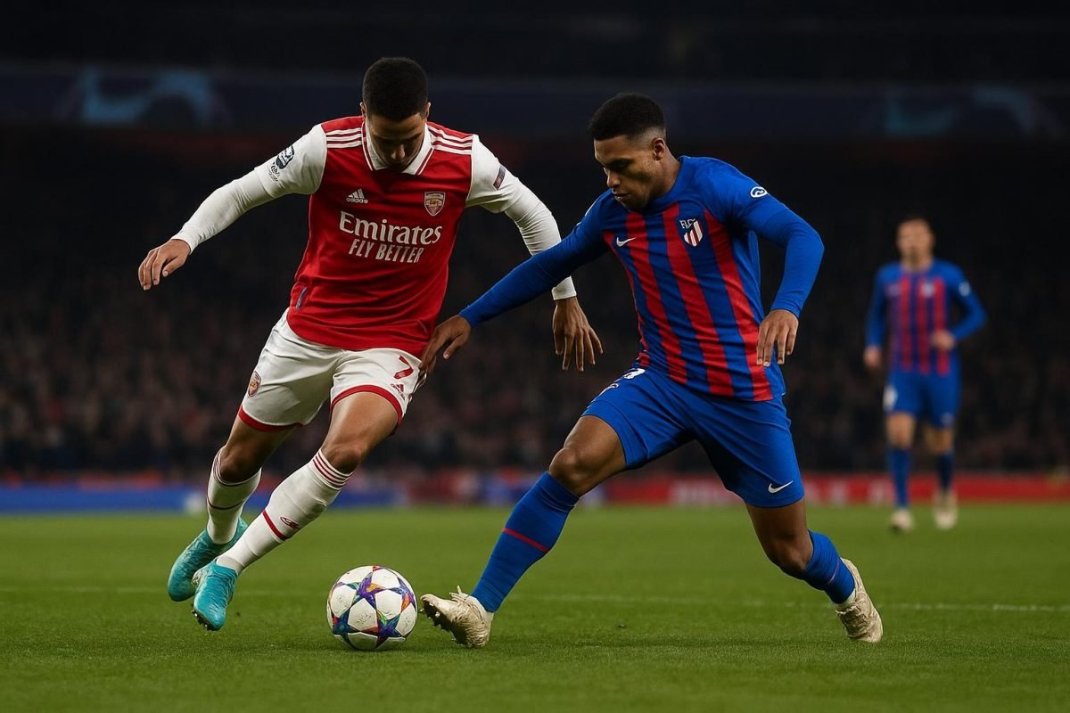 Arsenal-spelers vieren de kwalificatie voor de Champions League-finale na een spannende halve finale tegen Atlético Madrid.
