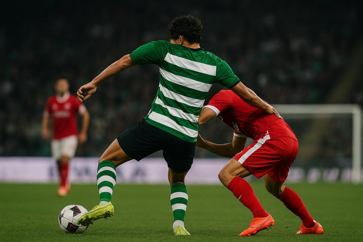 Zeno Debast in actie voor Sporting CP tijdens een wedstrijd