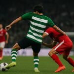 Zeno Debast in actie voor Sporting CP tijdens een wedstrijd