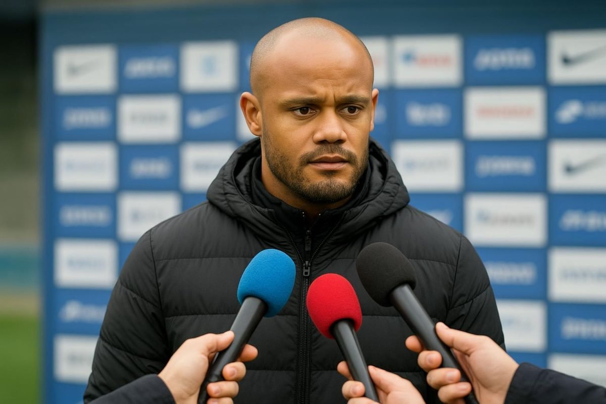 Vincent Kompany langs de zijlijn in een stadionomgeving