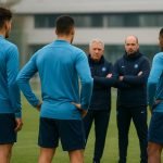 Romelu Lukaku en Antonio Conte bij Napoli op het trainingscomplex
