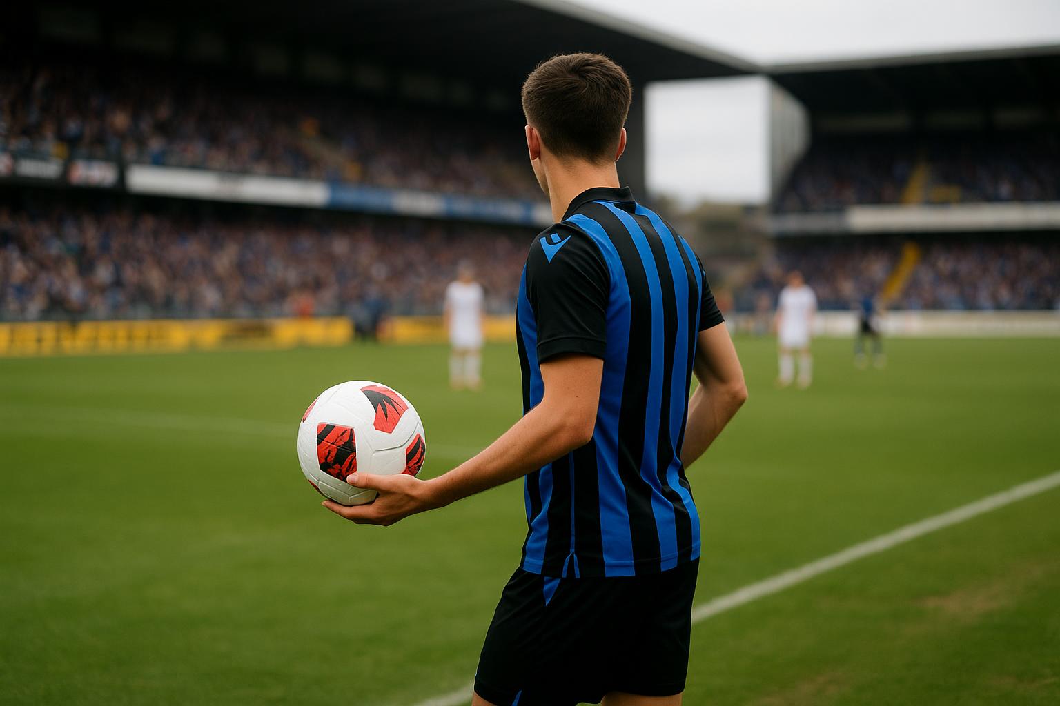 Speler van Club Brugge NXT in duel tijdens een Youth League-wedstrijd